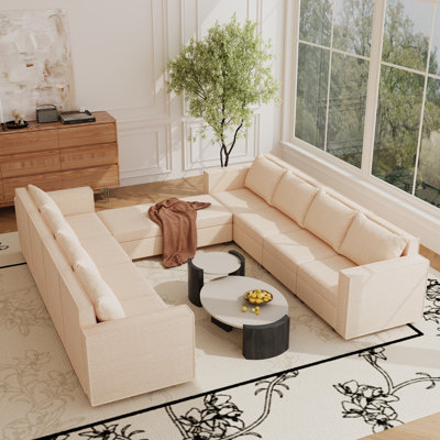 Weimer 10 Piece Upholstered Modular Sectional Sofa With Storage