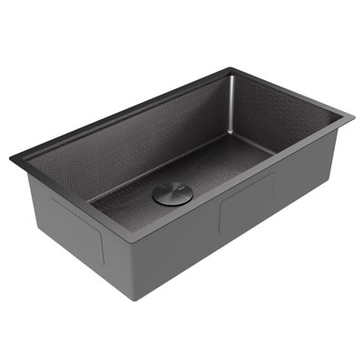 Karran Matrix 32" Undermount Workstation 16 Gauge Single Bowl Stainless Steel Kitchen Sink in Gunmetal Grey with Accessories