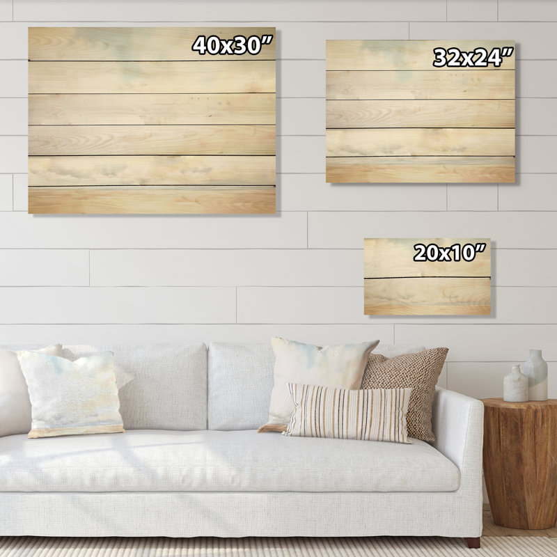 Minimalisme, ciel nuageux, paysage I, art sur bois de pin naturel, H 10 po x l 20 po