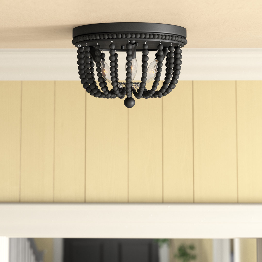 Speier 3-Light Dimmable Beaded Flush Mount Ceiling Light with Farmhouse Style Laurel Foundry Modern Farmhouse® Fixture 