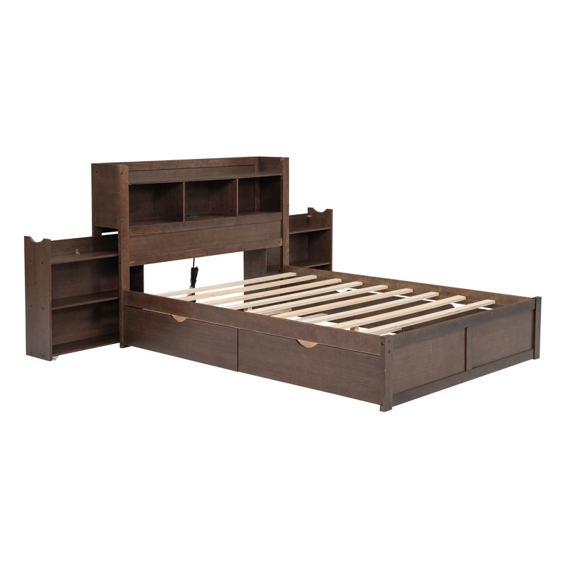 Lits en bois peu encombrants avec lit gigogne et rangement, finition espresso moderne
