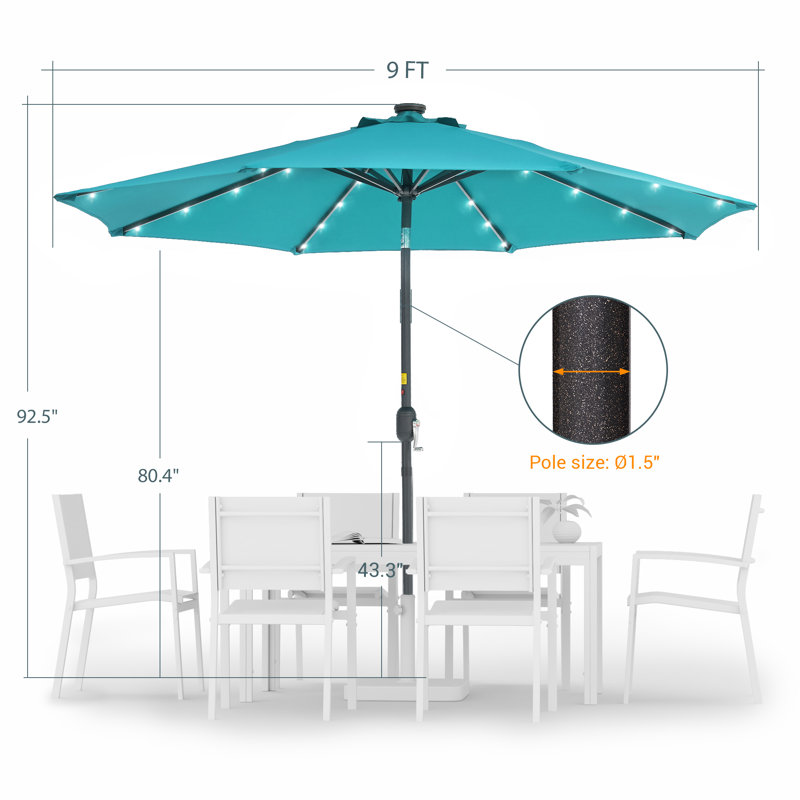 Parasol de marché éclairé 108 po Jamieson, Lac bleu