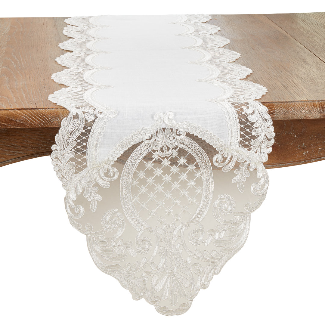 Elegant Embroidered Lace Table Runner Saro