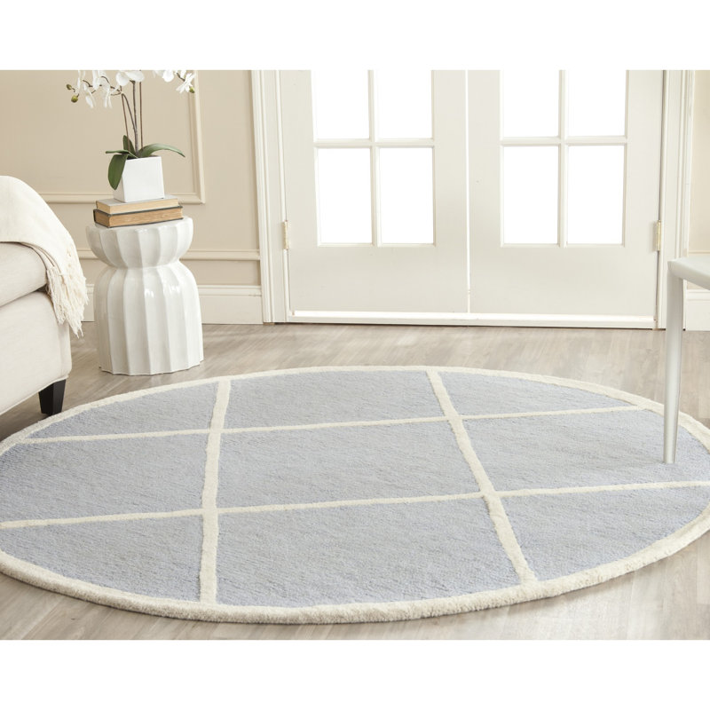 Sanyla Hand Tufted Wool Geometric Rug, Round 6'