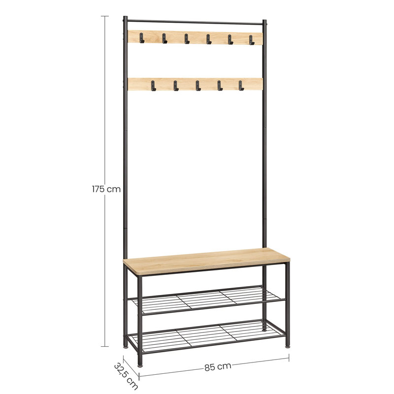 Alveta 85 cm W Hall Tree with Storage Bench and Shoe Storage, Beige