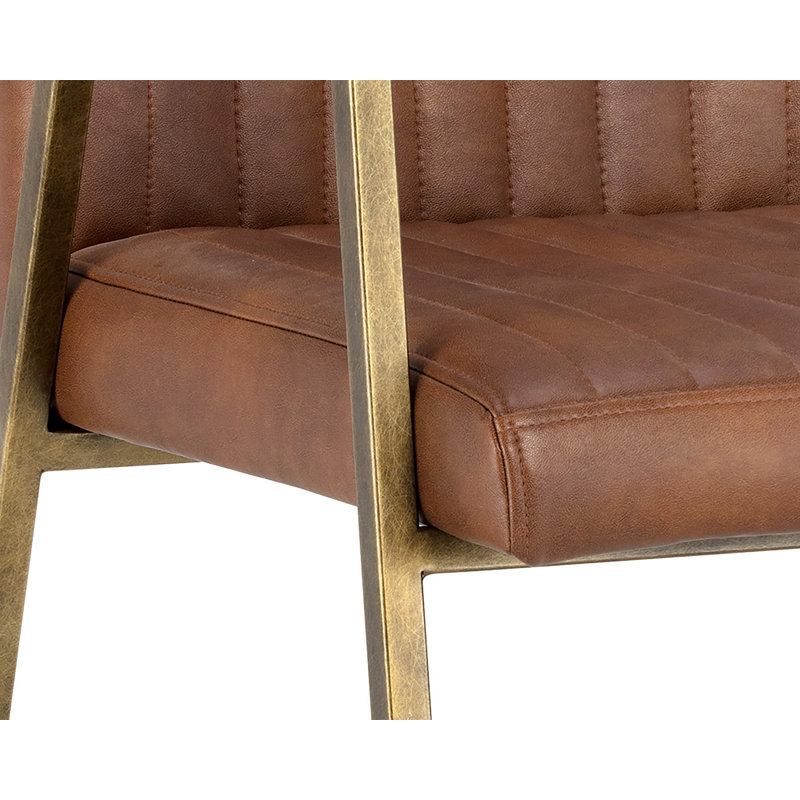 Tufted Armchair, Tan Faux Leather