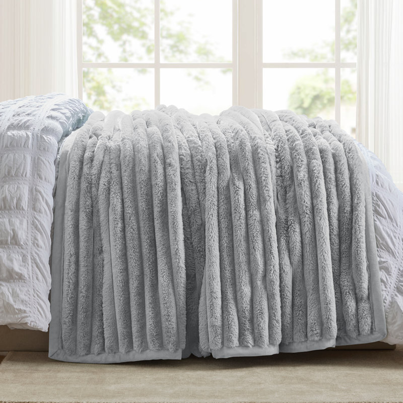 Couverture en super vison super doux réversible, 82 po x 108 po, Gris clair