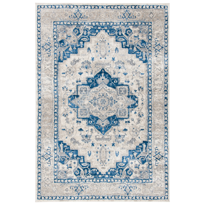 Tapis ivoire / bleu Aurich 851, Rectangle 3 pi x 5 pi