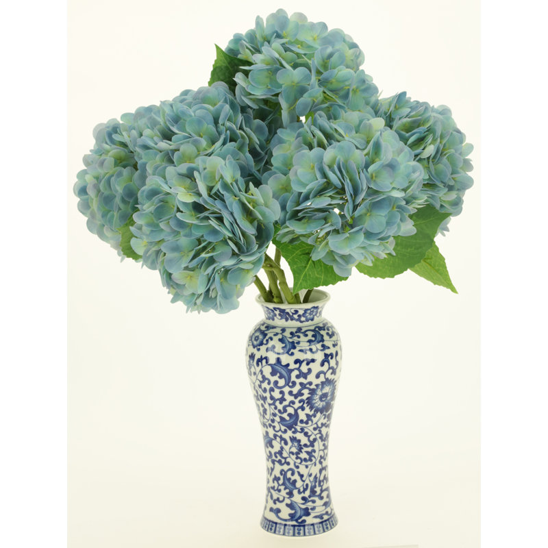 Vibrant Hydrangea Natural Touch, Box Of 6 - 19 Inches, Blue