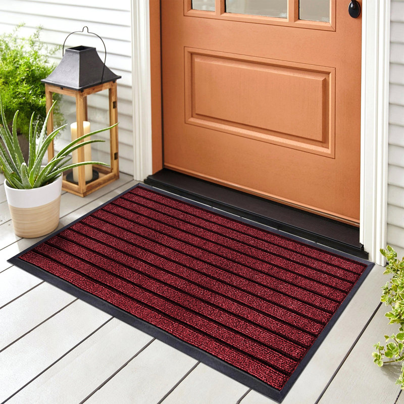 Non-Slip Heavy-Duty Indoor Outdoor PVC Rubber Door Mat, 80cm W x 150cm L, Burgundy
