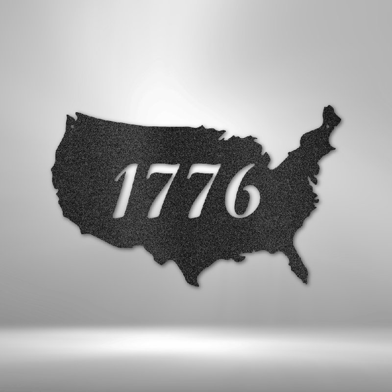 Plaque murale en acier 1776 US, Noir, H 14,25 po x l 14,5 po x P 0,5 po