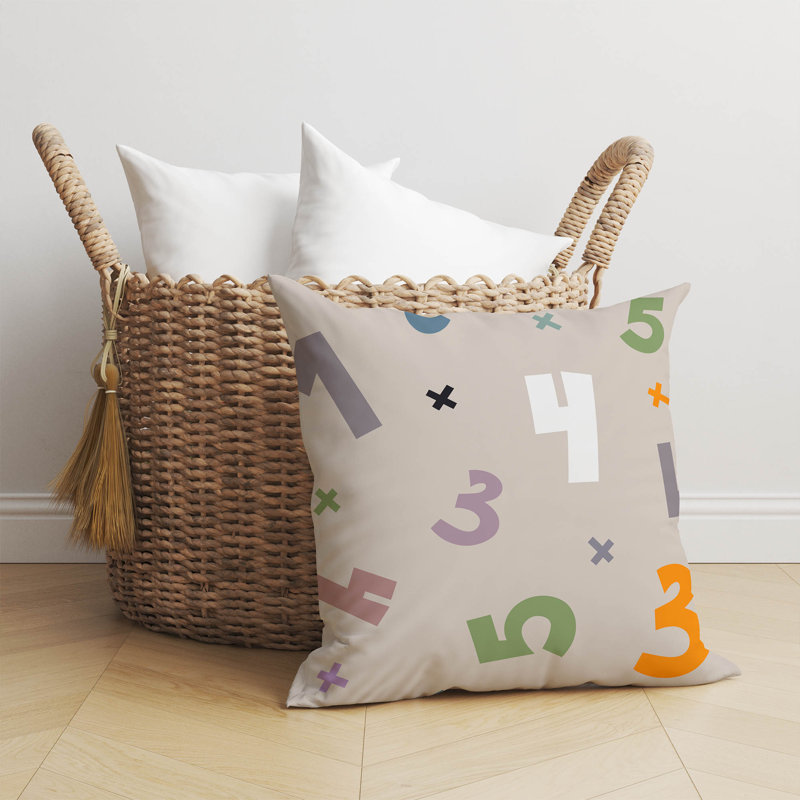 Coussin Numéros, H 18 po x l 18 po, Taupe