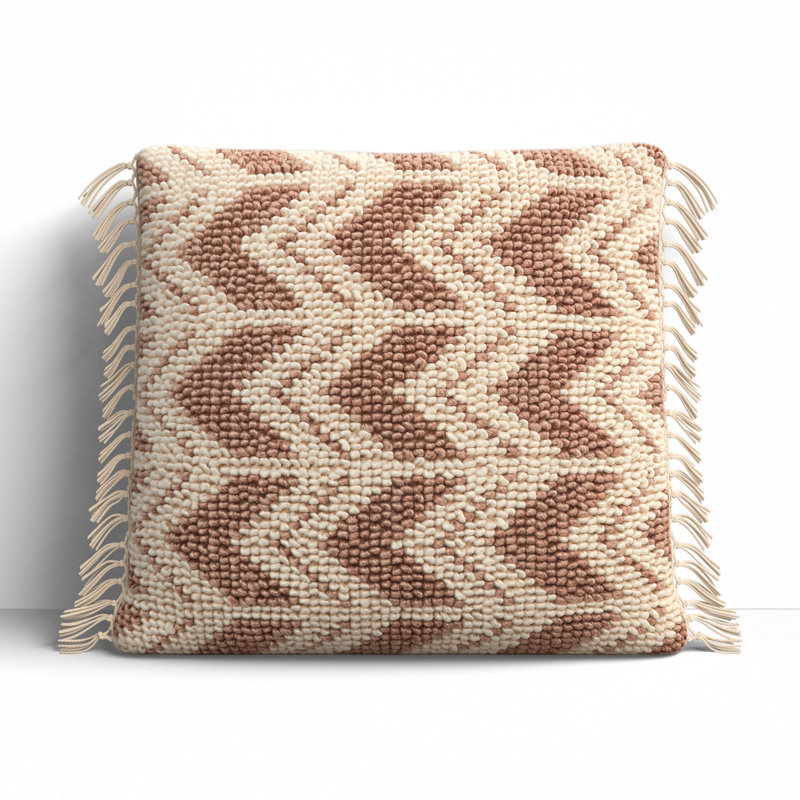 Oakleaf Chevron Polyester,Wool,Cotton Blend Throw Pillow, Pink/Cream, Pillow Cover Only - No Insert