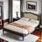 Bohemian Wooden Platform Bed With Natural Rattan Headboard And Arc Design-2129742765-2129742764