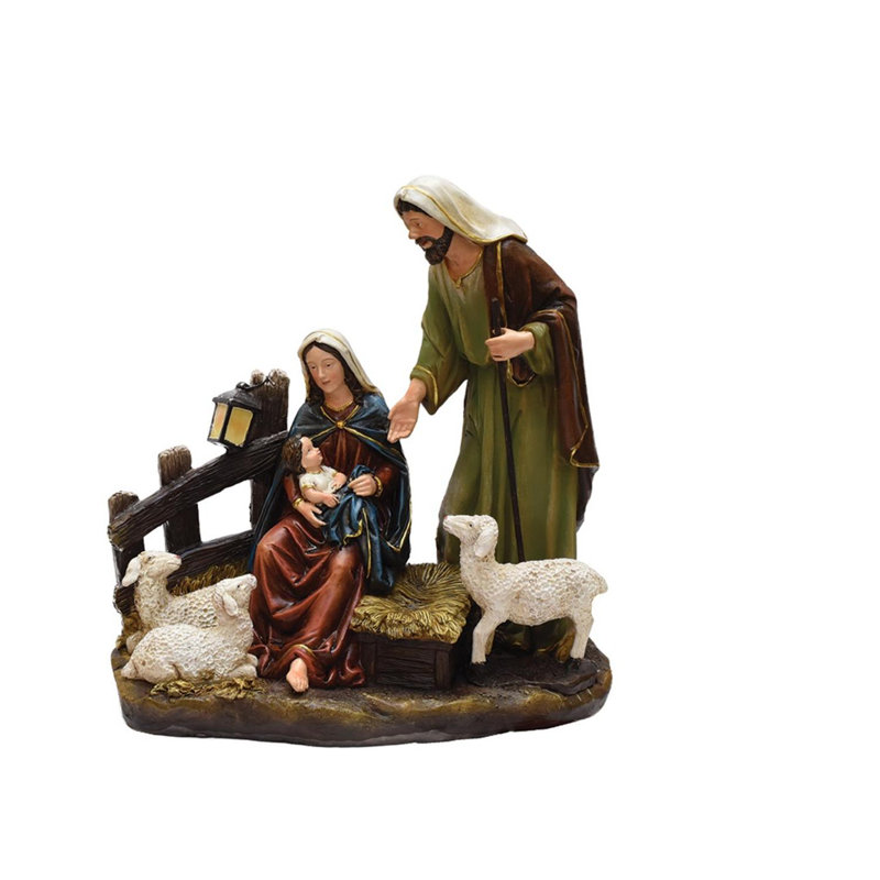 13" Nativity Scene with Joseph Mary and Baby Jesus Religious Christmas Table Top Figure