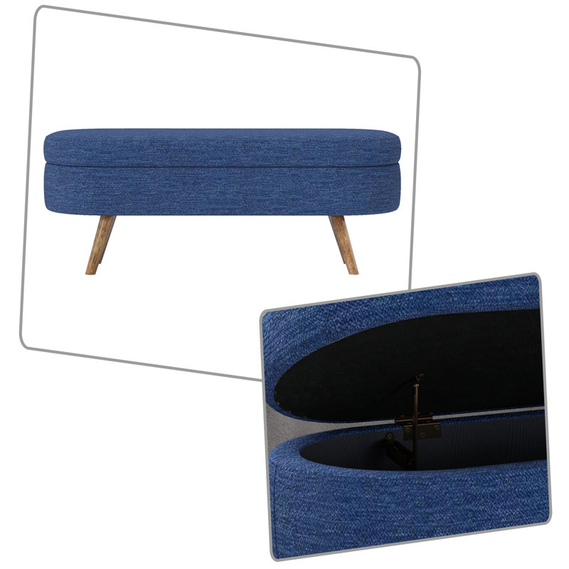 Banc de rangement rembourré Modern, Bleu très foncé