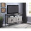 Porte-téléviseur en chêne gris et noir avec tablettes, téléviseurs de 40 à 49 po, porte de tablette contemporaine amplement spacieuse, options de rangement