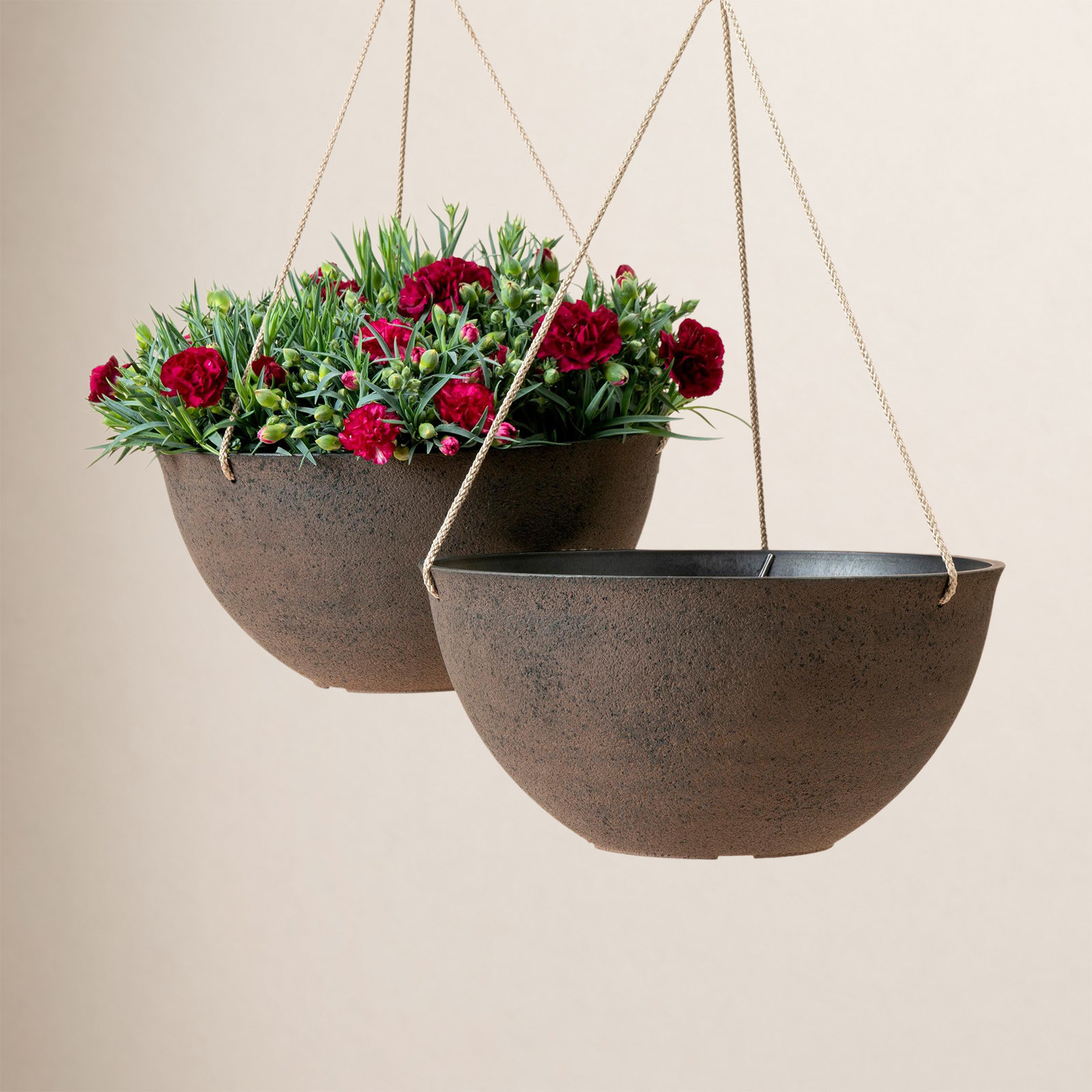 Boxdale 13" Hanging Planter, New Iron, 6.3" H x 13.2" W x 13.2" D