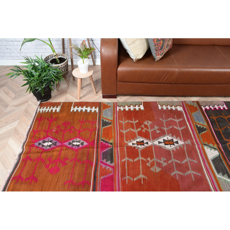 Tapis kilim turc fait à la main de conception géométrique pour le salon et le décor bohème