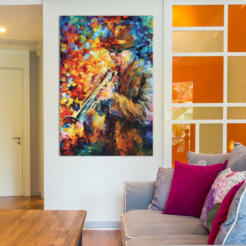 «Elegant Sound» par Leonid Afremov - Estampe numérique sur toile tendue avec châssis, H 18 po x l 12 po x P 1,5 po