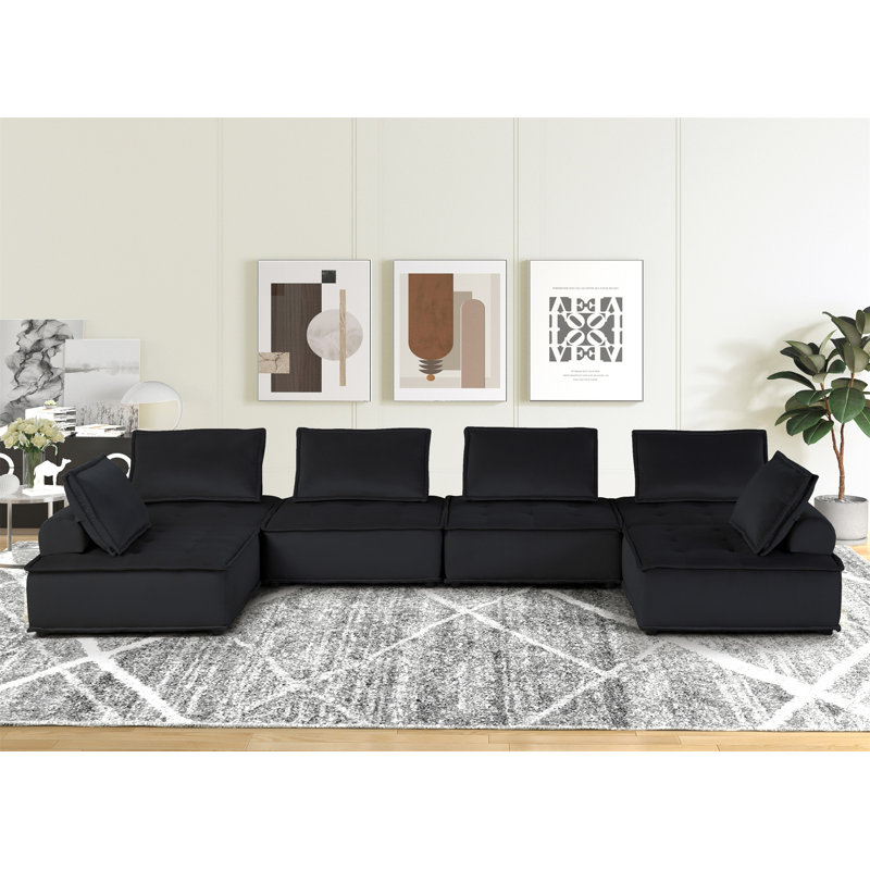 Canapé modulaire en U en velours à 160 places Anna