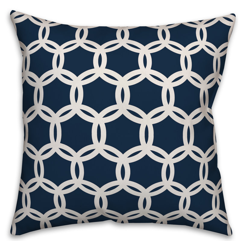 Coussin décoratif en lattis, 16 po x 1 po, Bleu marine, Polyester / bourre en polyester