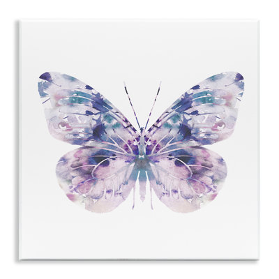 Delicate Purple Butterfly Wings Pebbled Watercolor Effect by Leah Straatsma - Painting