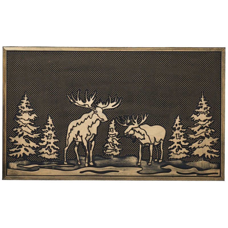 Pine and Moose Non-Slip Rubber Outdoor Doormat