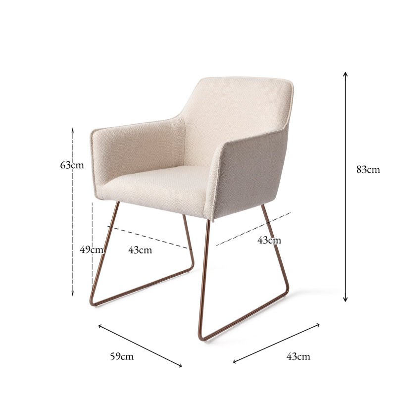 Lannie 123.19cm H Upholstered Dining Chair, Cream, Rose