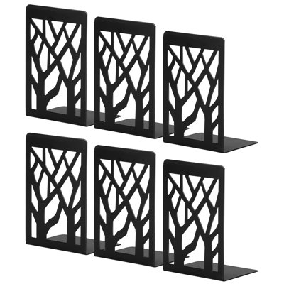 Serre-livres, serre-livres, serre-livres pour étagères, serre-livres, serre-livres pour livres lourds, support de bibliothèque en métal noir décoratif à la maison, bouchons de livres pour tablettes, 3 paires