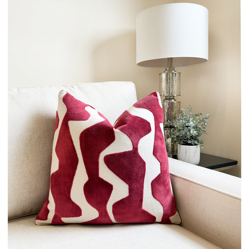 Housse de coussin en velours Abstract, Sangria, 22x22"