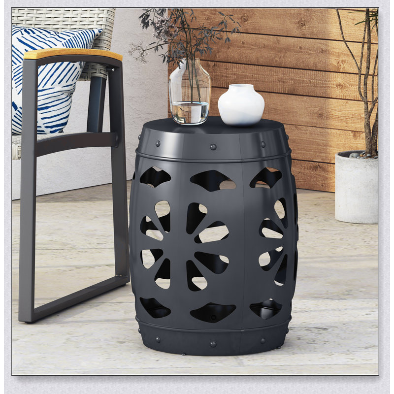 Modern Metal End Table With Elegant Iron Cut Design And Durable Powder-Coated Frame For Contemporary Living Spaces, Black