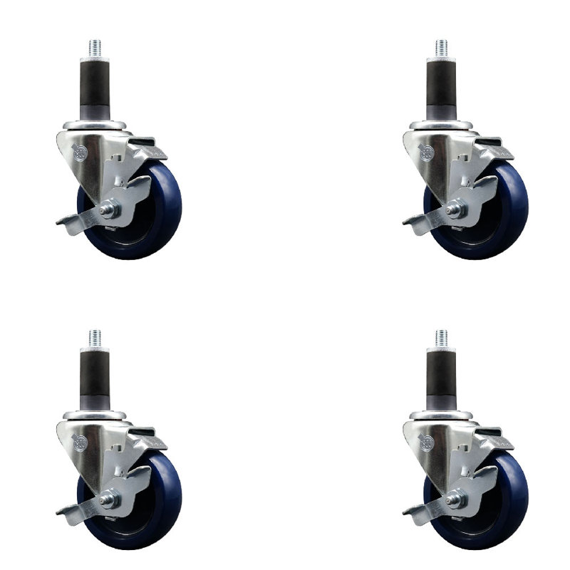 Ensemble de roulettes extensibles en poly massif pivotant avec frein SCC TLB 3,5 po x 1-1 / 4 po