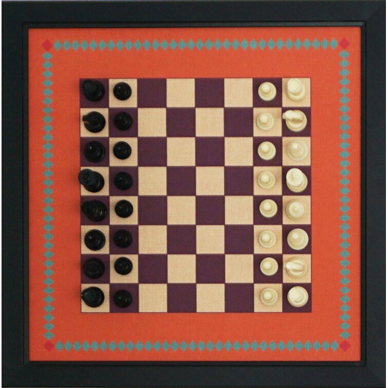 Red Barrel Studio® Magnetic Canvas Chess Game- Retro Framed On MDF ...