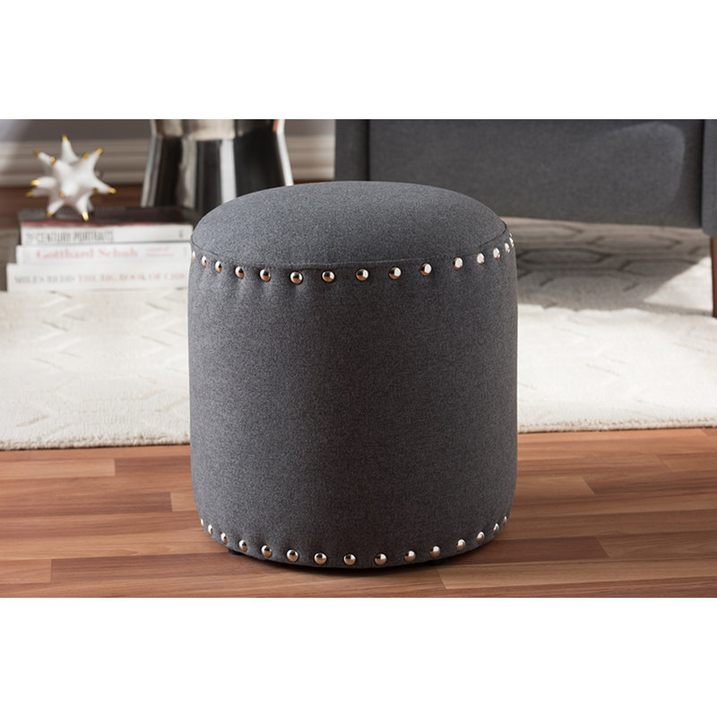 Pikus Upholstered Pouf, Gray Polyester