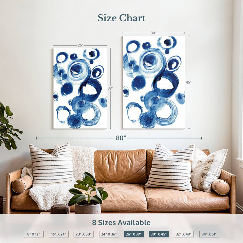 Avery Blue Circle Study IV, 39" H x 26" W