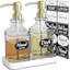 Distributeur de savon - Paquet de 2, distributeurs de savon à main en verre épais de conception antique avec plateau robuste; 304 pompe en acier inoxydable antirouille 304, autocollants 12 pièces, pour la cuisine et la salle de bain-443815887