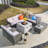 7-Piece Rattan Patio Sectional Sofa Set With Fire Pit Table