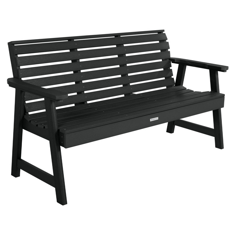 Banc de jardin en plastique Midwest, H 35 po x l 64 po x P 25 po, Noir, noir, noir, noir