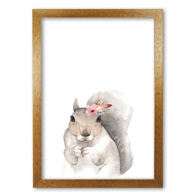 Forest Friends, Floral Cute Squirrel - Single Picture Frame Painting