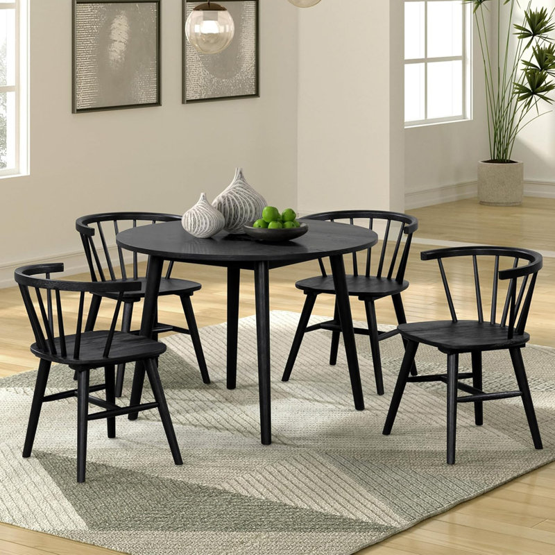  Ensemble de salle à manger en bois avec pieds Shaker , Noir, noir, noir, noir