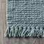 Tapis bleu clair / gris en jute tissé à la main avec franges Sinclair Pata-511397761