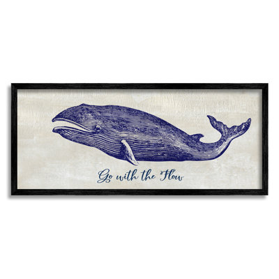 " Go With The Flow Aquatic Whale Ocean Phrase " by Susan Jill