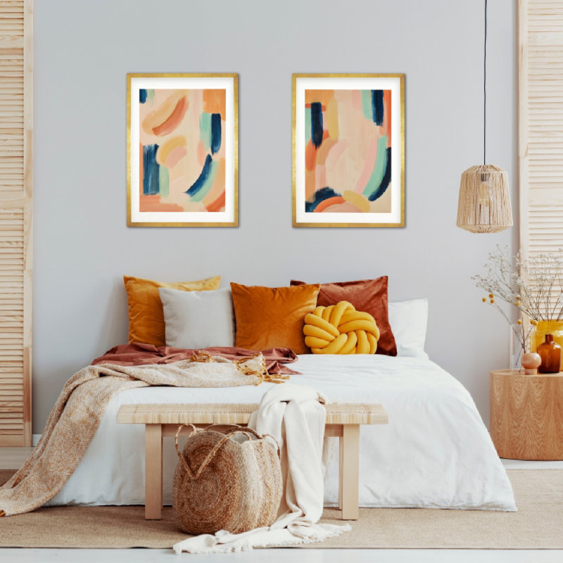 The Rachael Duo - 2 Piece Single Picture Frame Art Prints Set, Antique Gold, 73cm H x 53cm W x 2cm D