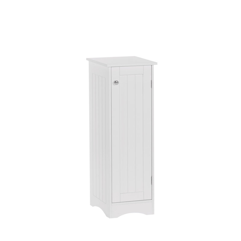 White Slim Bathroom Storage Cabinet with Adjustable Shelves