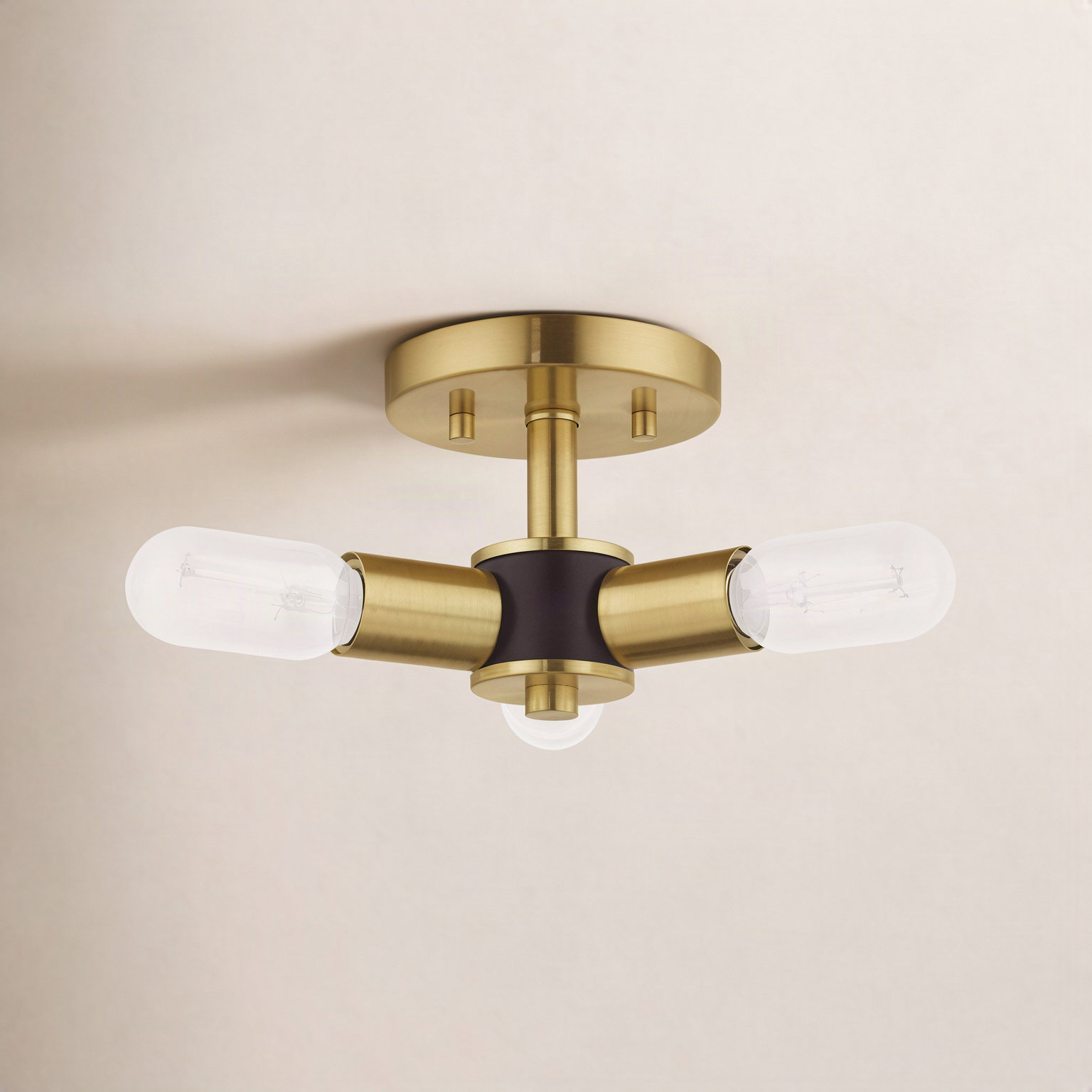 Martella 3-Light Semi Flush Mount, Satin Brass