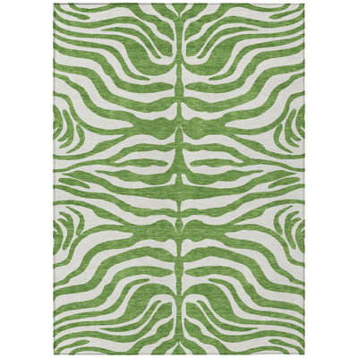 HomeRoots 9' X 12' Green Animal Print Washable Indoor Outdoor Area Rug