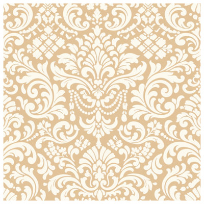 Beige White Damask Comforter