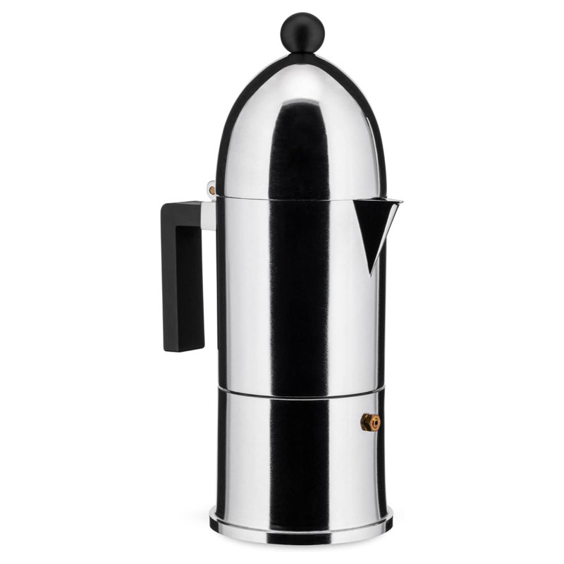 La Cupola Espresso Coffee Maker, Large, Mirror Polished, Black