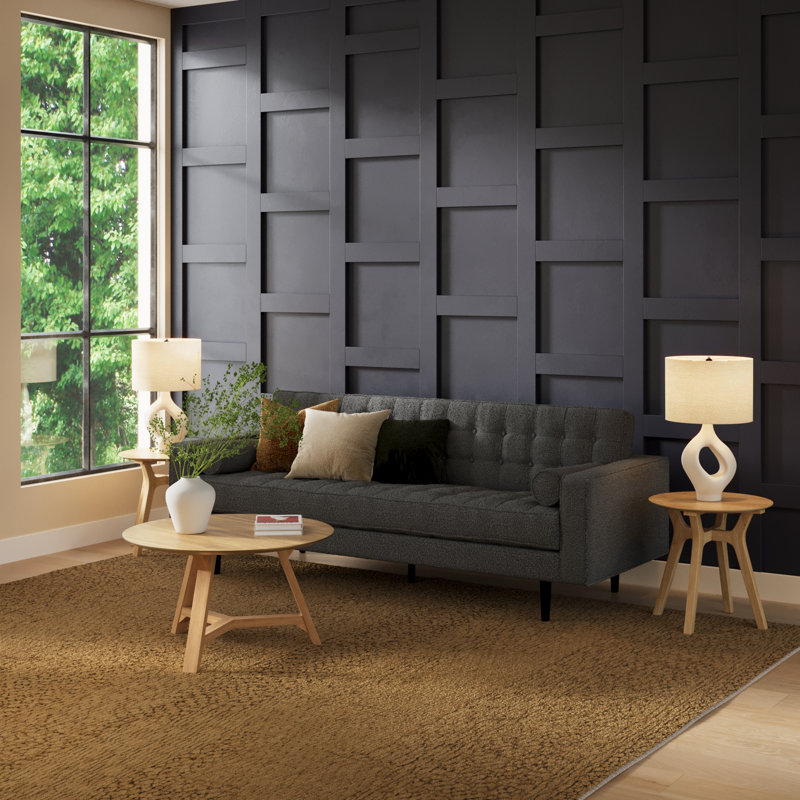 Geo 85'' Upholstered Sofa, Charcoal Boucle